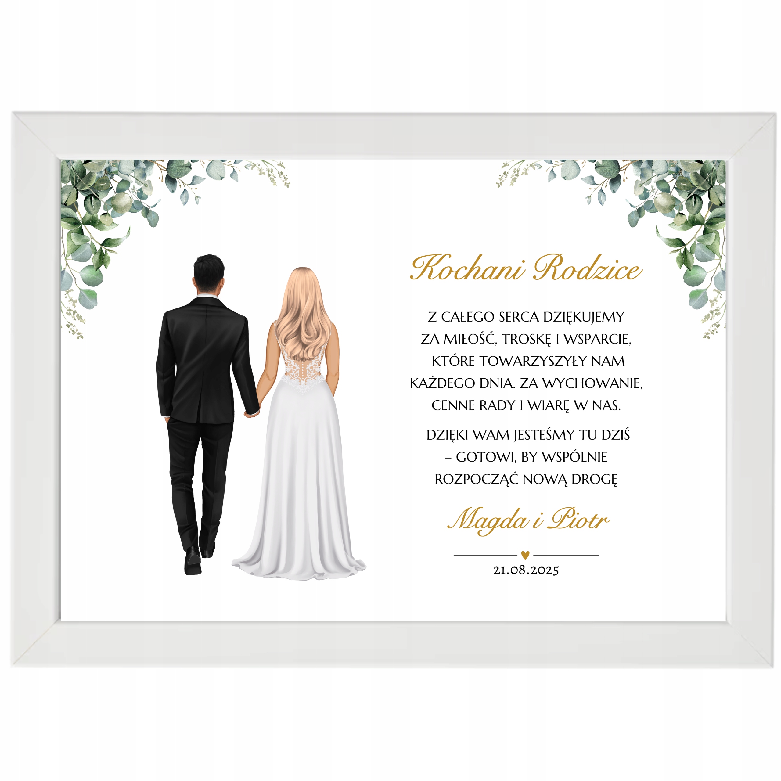 PODZIĘKOWANIE ŚLUB WESELE DLA RODZICÓW Obrazek Ramka PERSONALIZACJA POSTACI