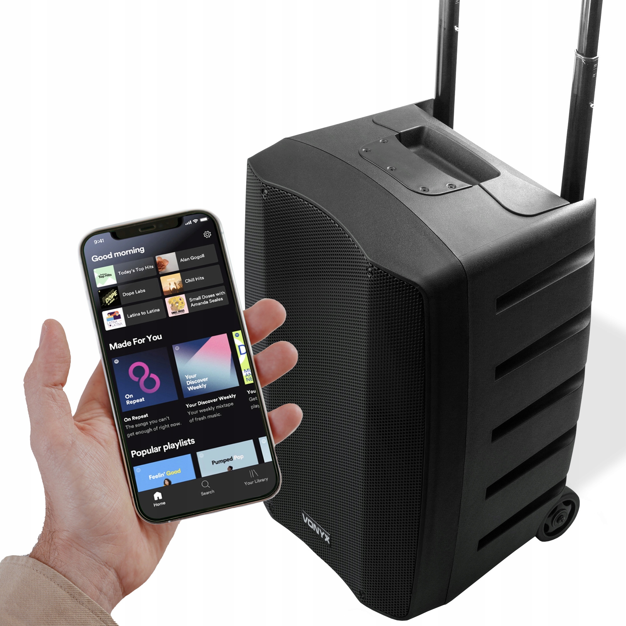 Kolumna aktywna mobilna 200W 10” bluetooth dwa mikrofony bateria Vonyx Model VSP200