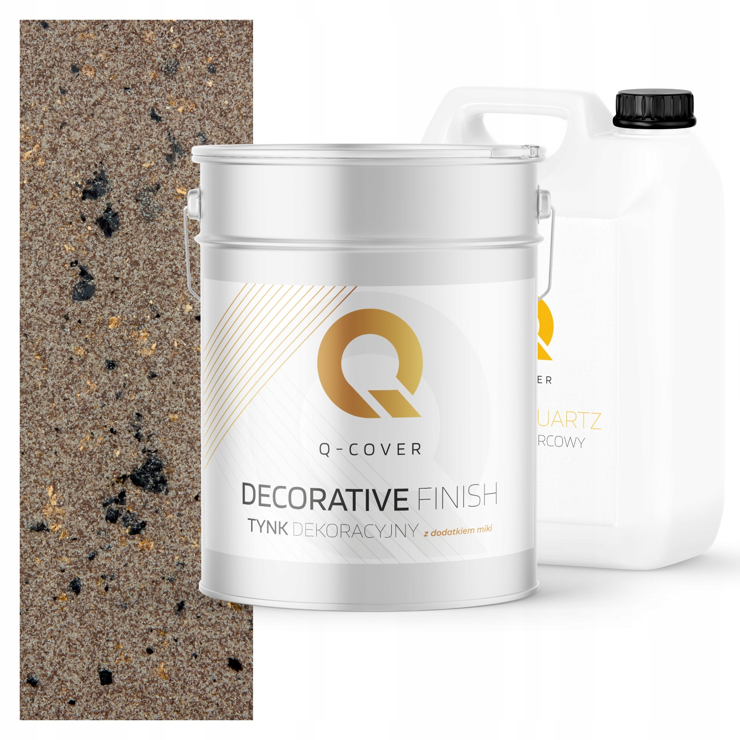 Dekorativní Omítka Sada Na 3,5 m2 Hnědá S Černou A Zlatou Slídou Grunt D814