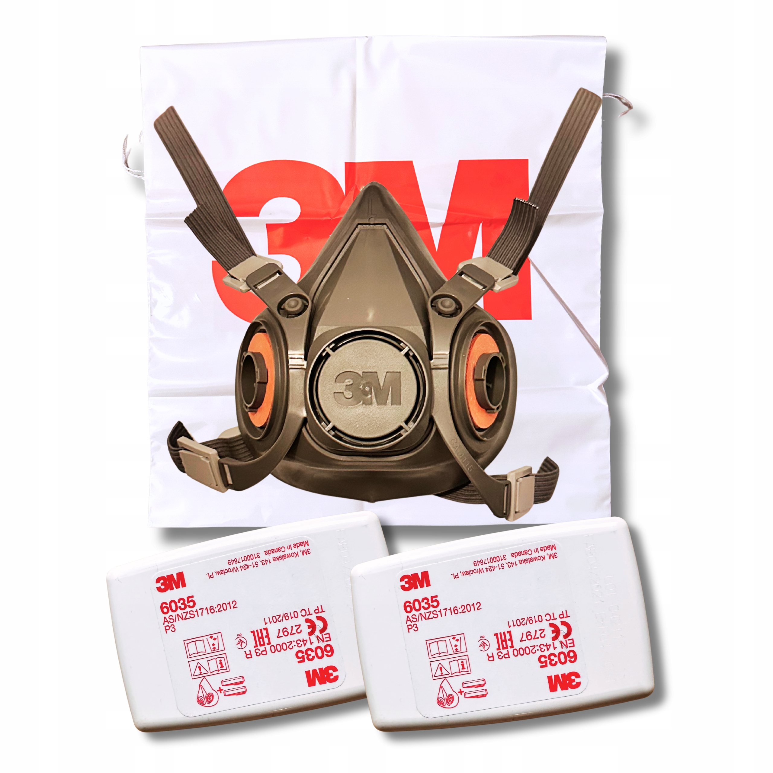 3M Maska 6300 L Filtry 6035 P3 2szt – Komplet Zestaw Ochronny Bhp