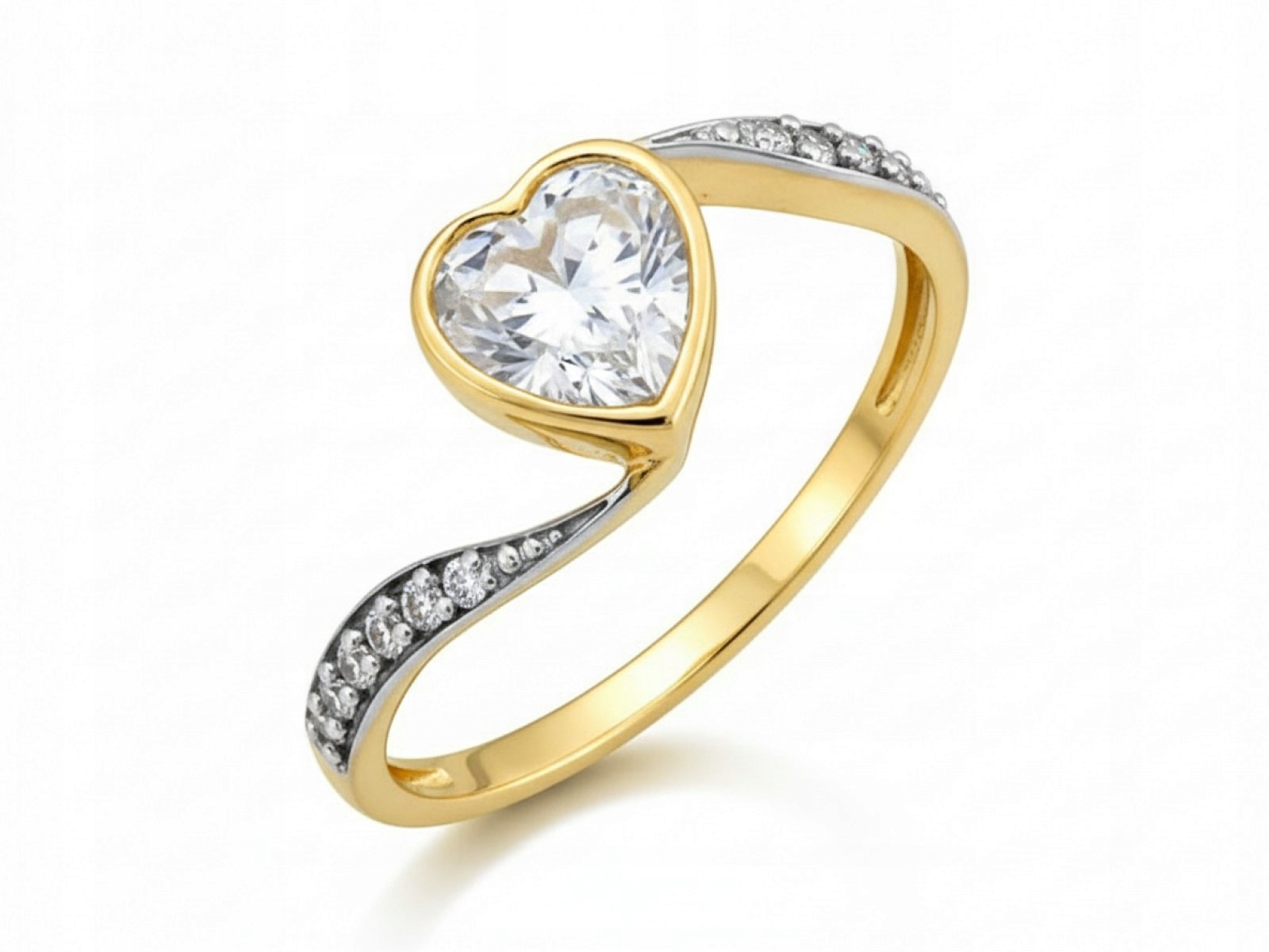 Prstýnek 585 Srdíčko s bílými zirkony r13 Bílé Zlato 2,25 g