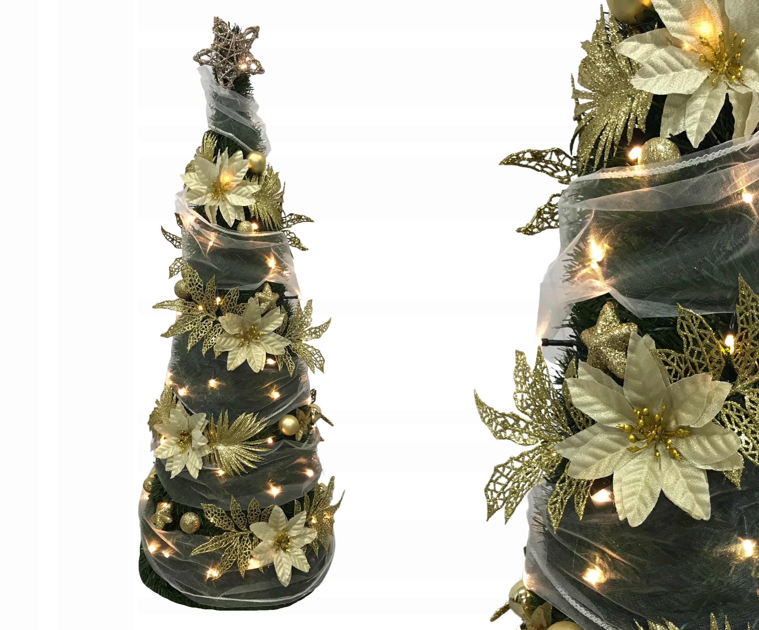 STOŻEK DEKOROWANY OZDOBA ŚWIĘTECZNA CHOINKA SZTUCZNA STROJONA 180cm + LED