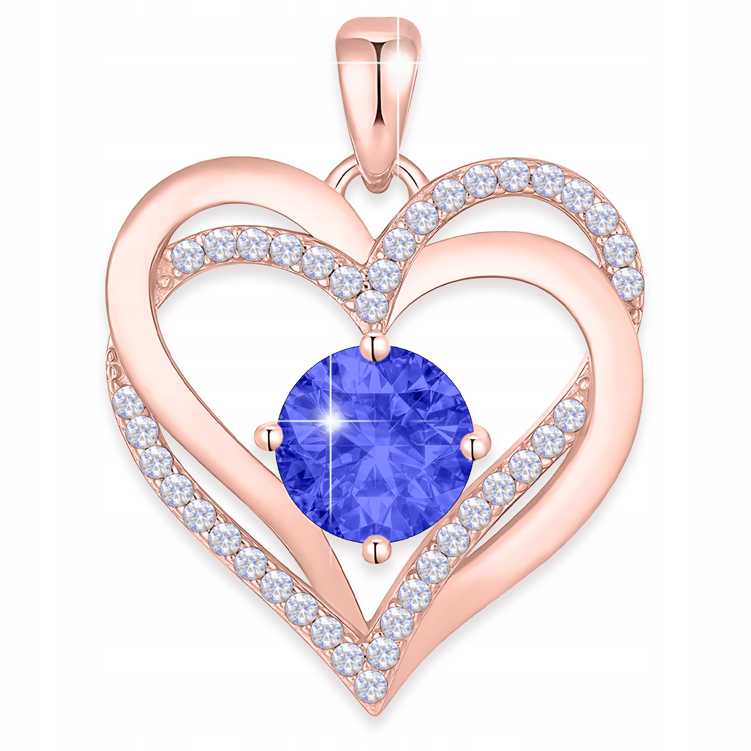 Přívěsek na řetízek Pozlacené srdce s modrým křišťálovým očkem