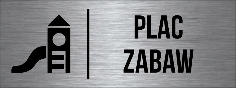 TABLICZKA PLAC ZABAW Aluminium Piktogram Srebrna