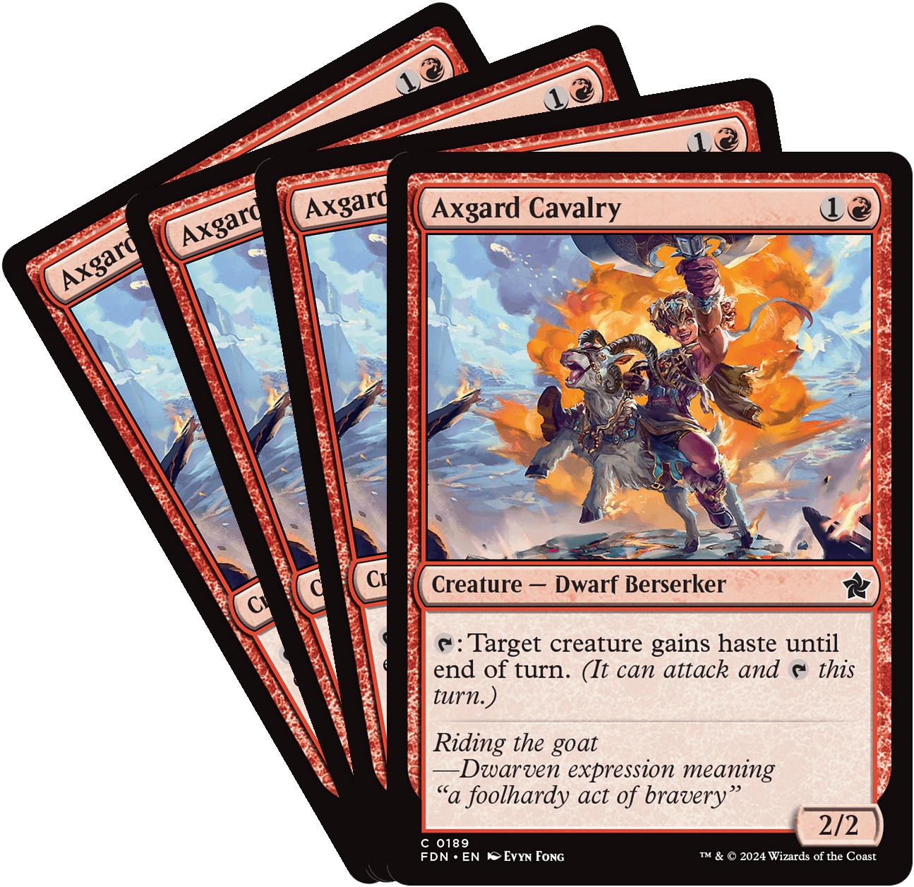 [mtg] Playset: 4x Axgard Cavalry (fdn)