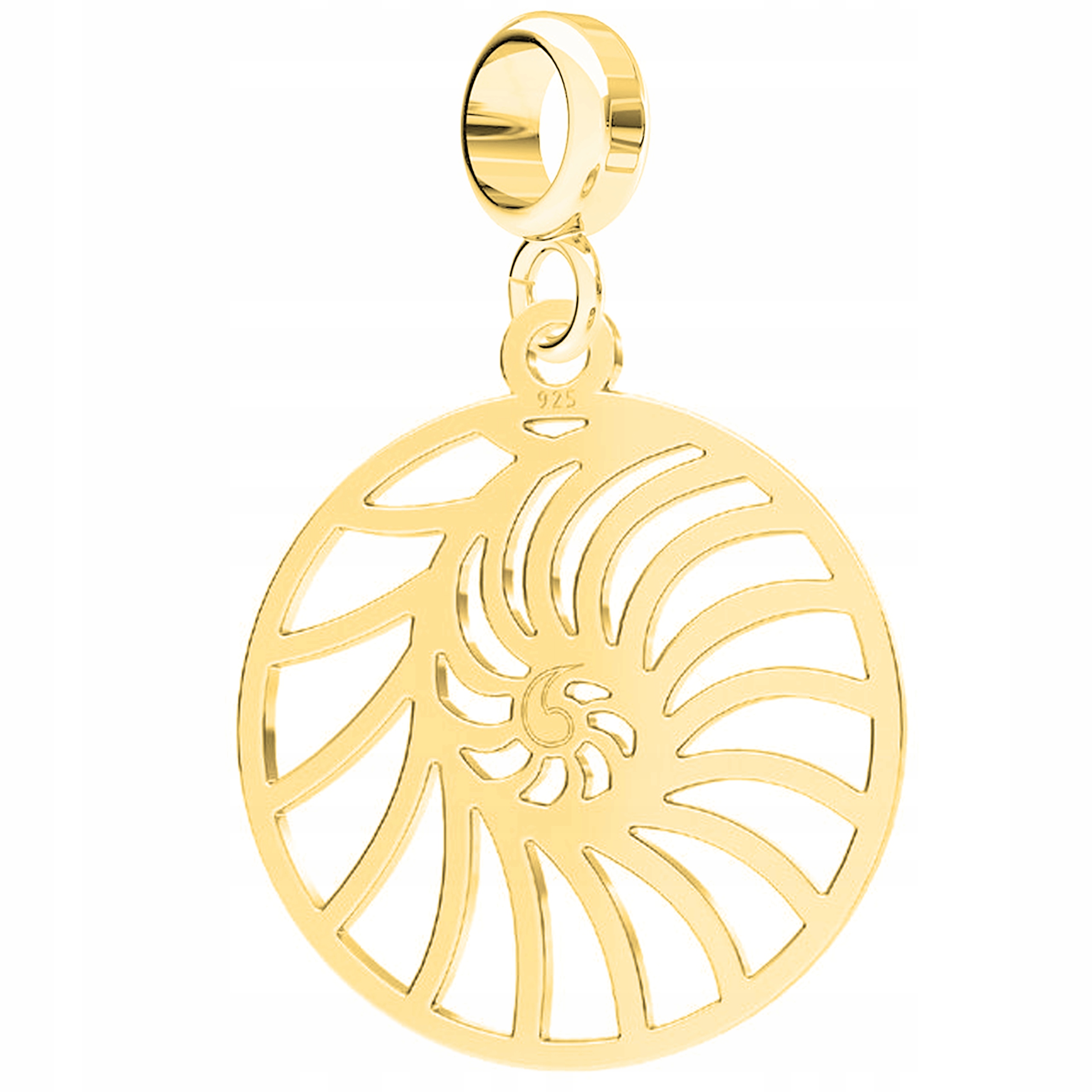 Charms Zlatý kulatý plech Mušle Oceán Pláž Moře Stříbro 925