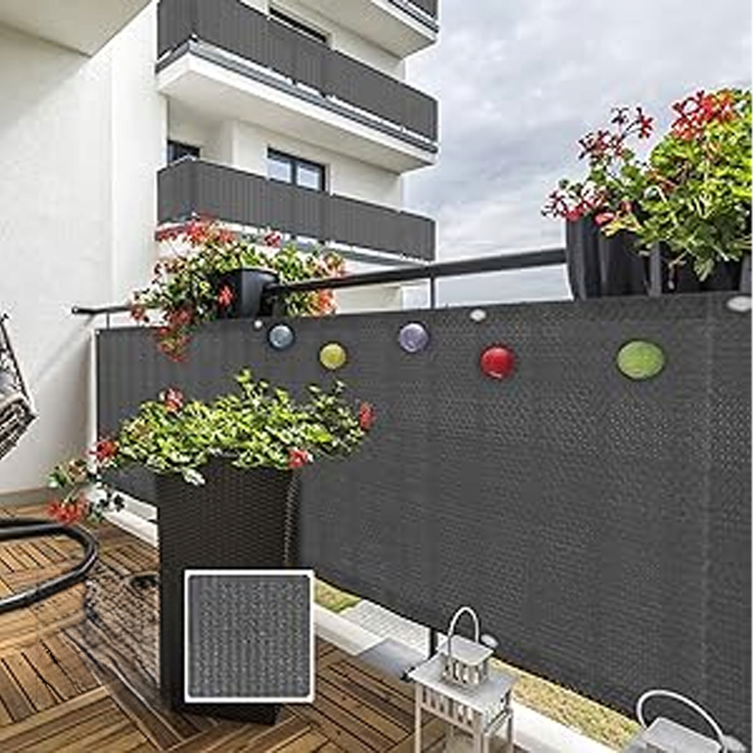 OSŁONA BALKONOWA MATA TARASOWA SIATKA NA BALKON TARAS PŁOT 1x5m UV 95% Szerokość produktu 100 cm