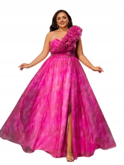 Shein Plus Size Šaty Na Jedno Rameno S Volánem 50 1HK