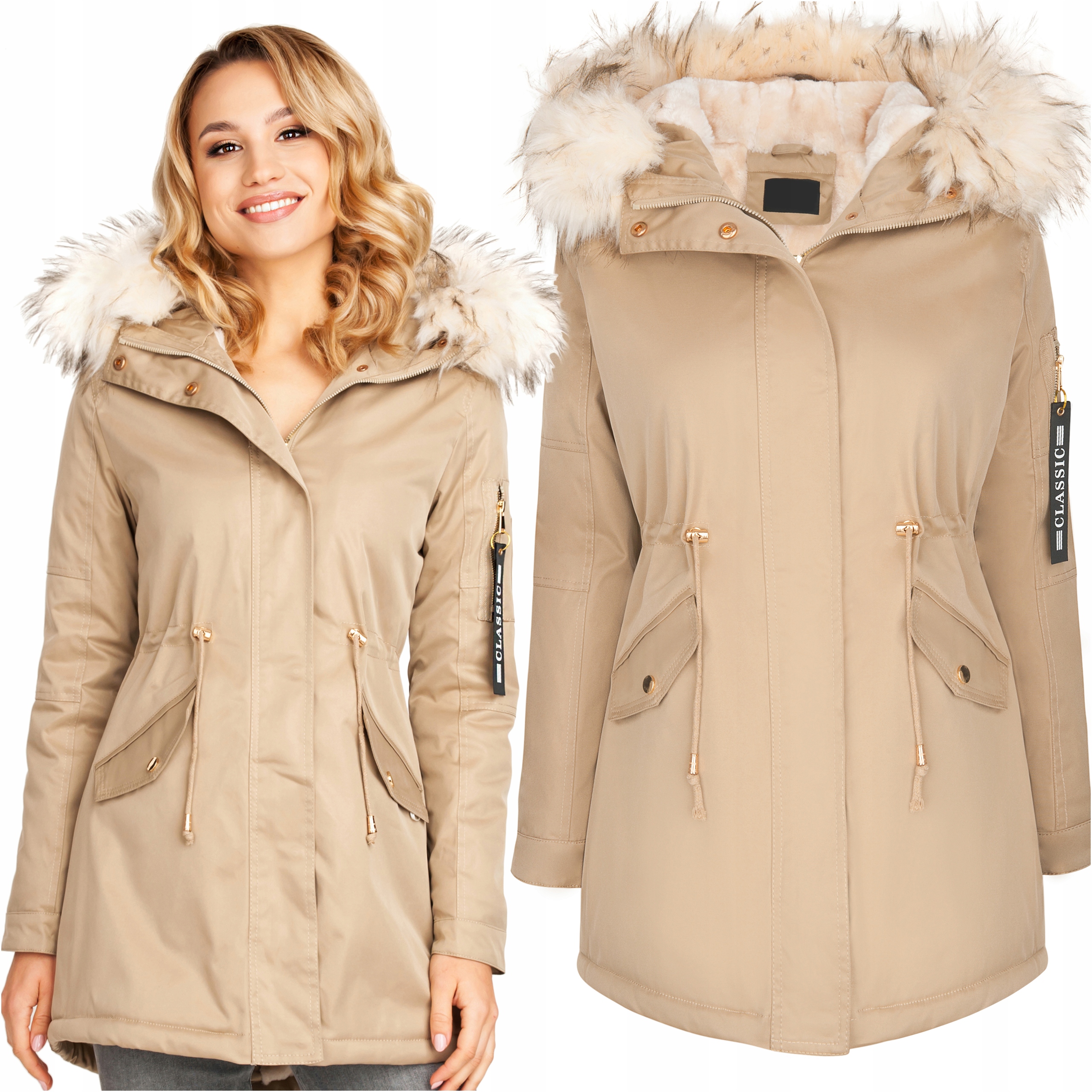 

Kurtka Zimowa Damska Parka Długa Z Futerkiem S-xxl