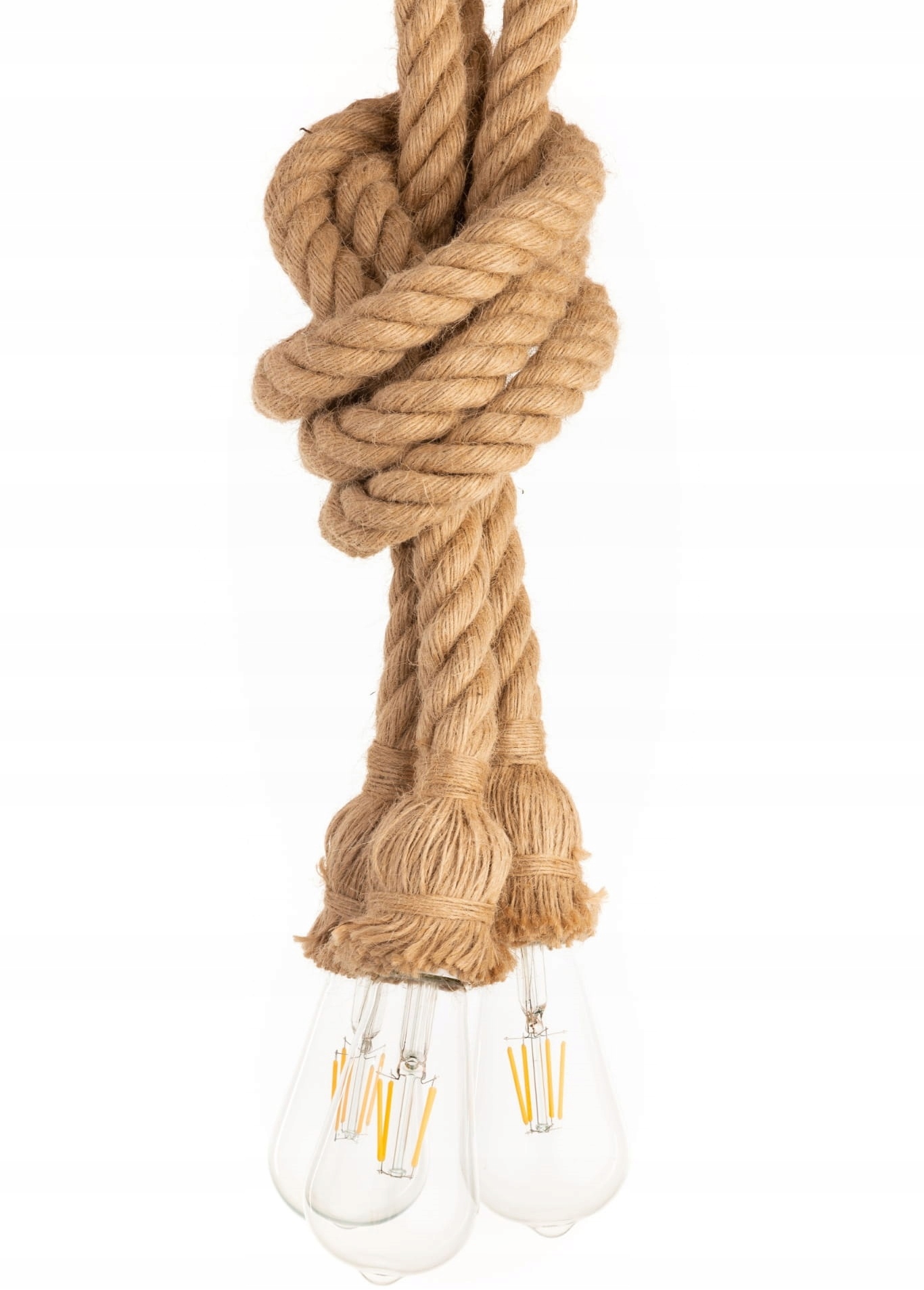 

Lampa wisząca jutowa czarna sznur konopny 3 oprawy