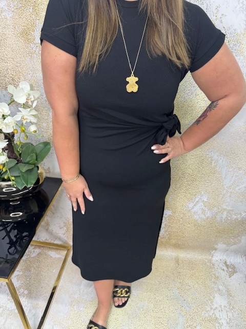 Malá černá plus size vázaná řasenka Uni Plus Size 44 46 48