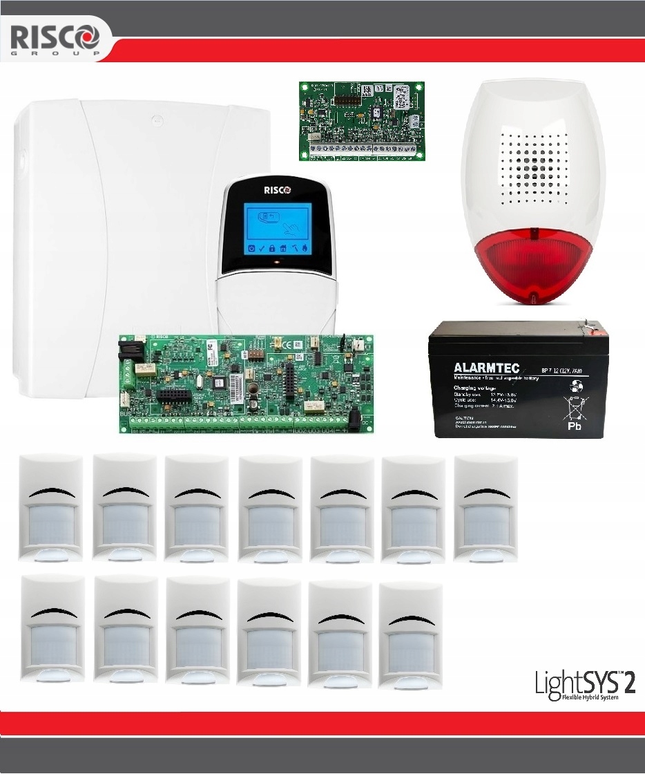 System Alarmowy Lightsys 2 Risco Zestaw 13x Pir Bosch Do Domu Sklepu Firmy