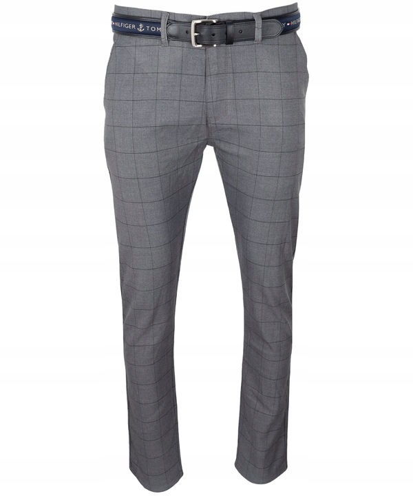 SPODNIE MATERIAŁOWE ANTRACYTOWE W KRATĘ W35 94cm Odcień antracytowy