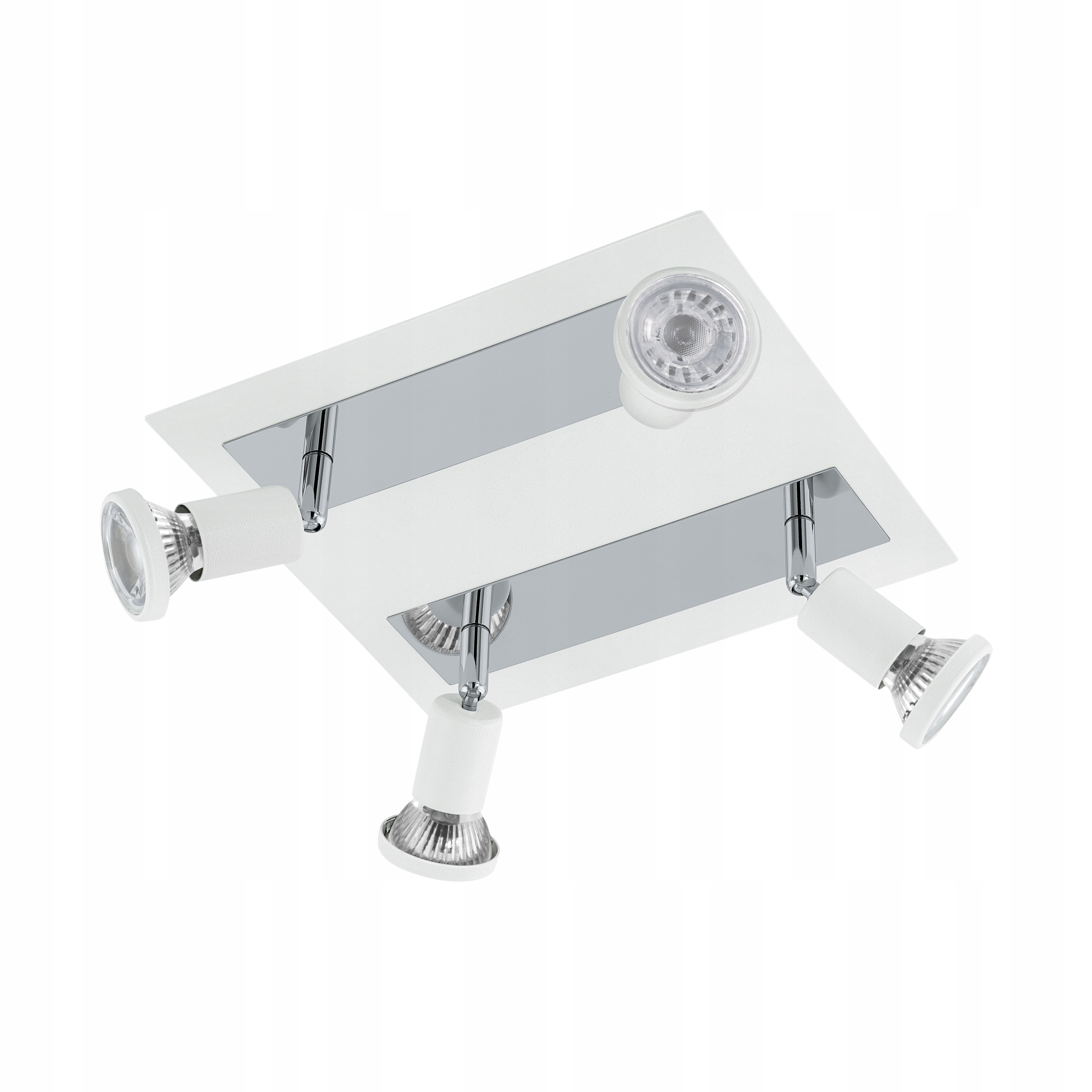 Kvadratový stropní reflektor Sarria Eglo bílá, chrom GU10 IP20