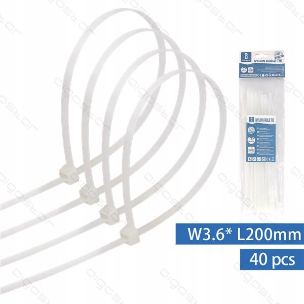 

Opaski Zaciskowe 250mm x 3.6mm Białe 40szt