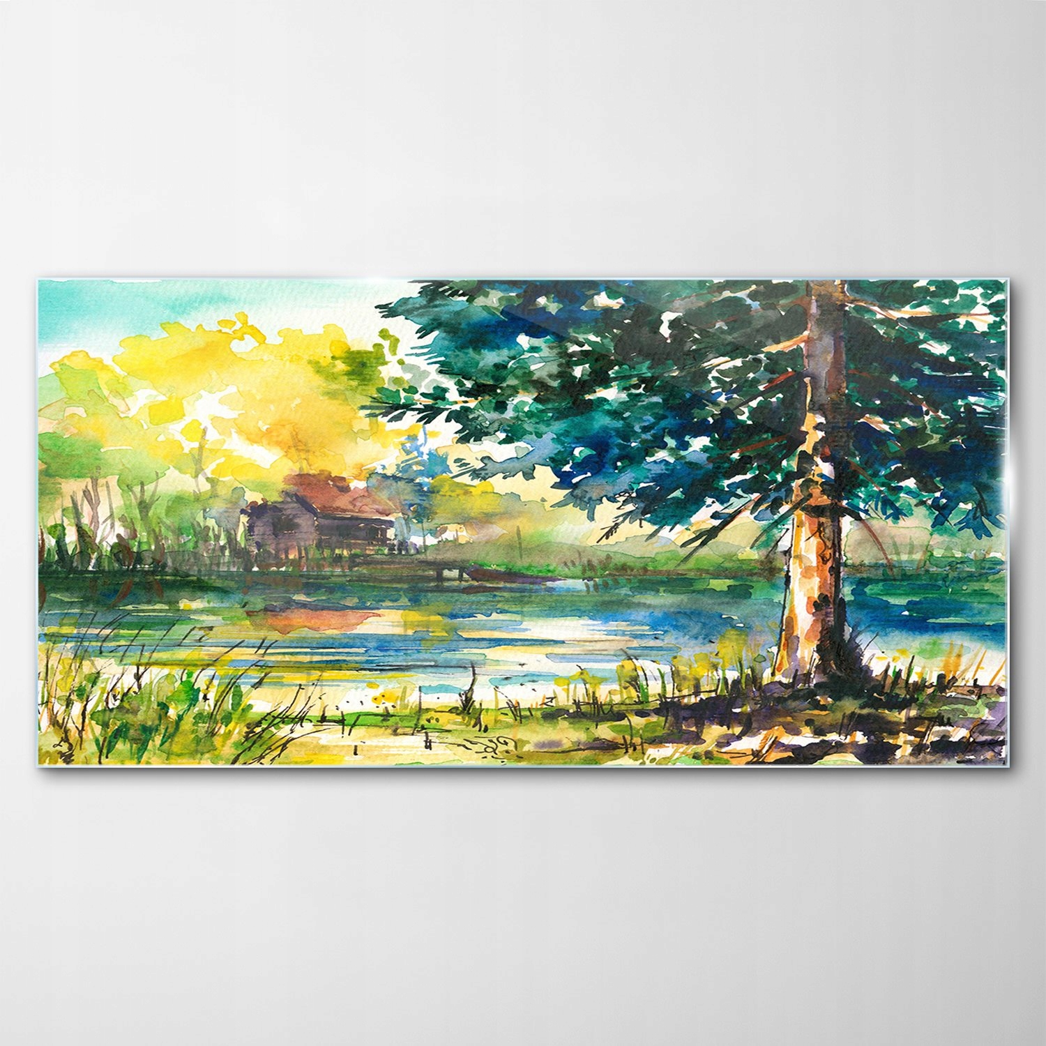 Obraz Sklenený Dekor Krajina Dedina Strom 120x60