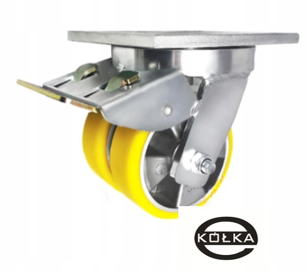 Hliníkovo-polyuretanové kolo o průměru 125 mm, Svařované Pouzdro, s brzdou, Tandem