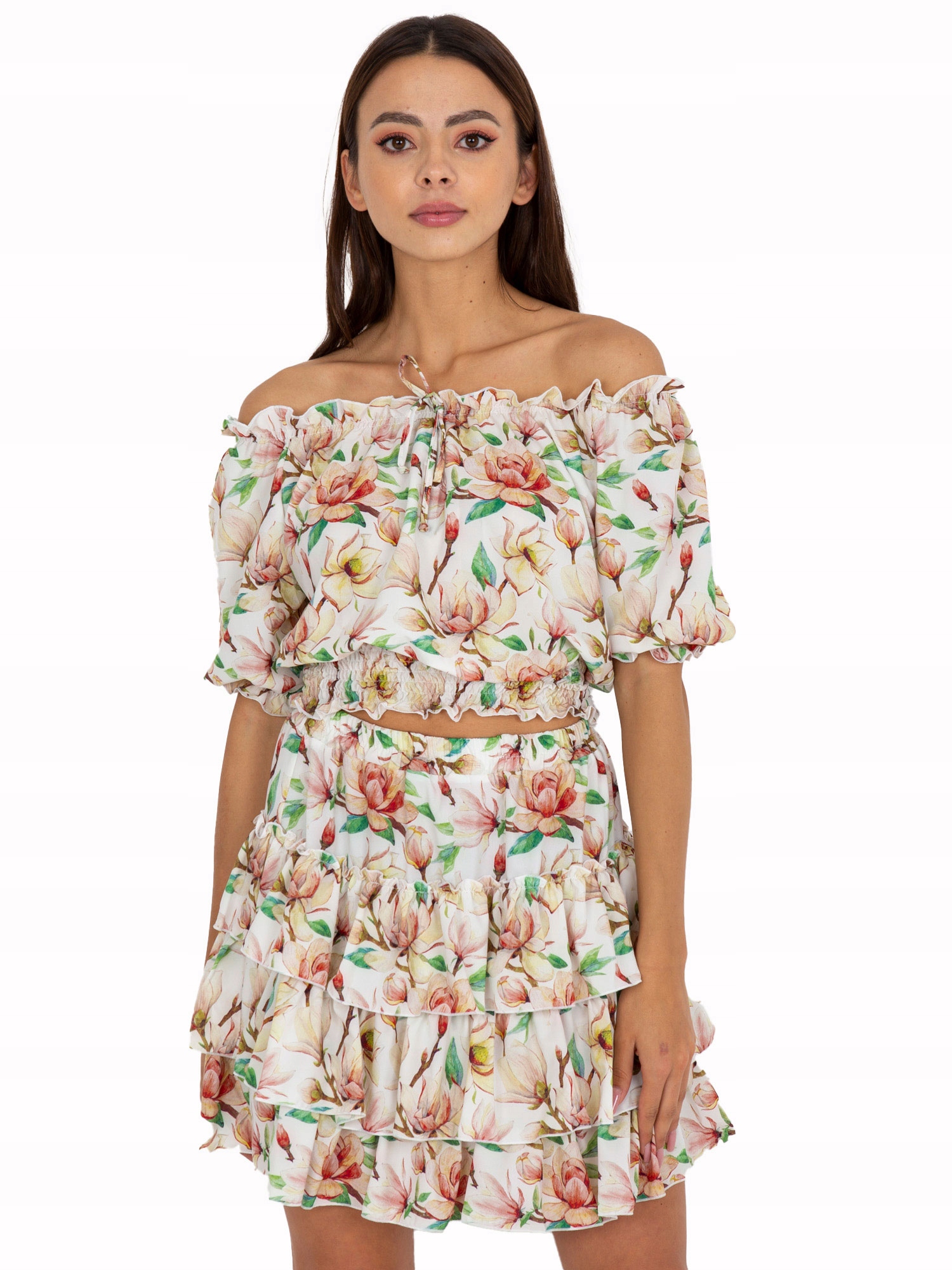 

Zwiewny Komplet damski letni spódnica bluzka -s/m