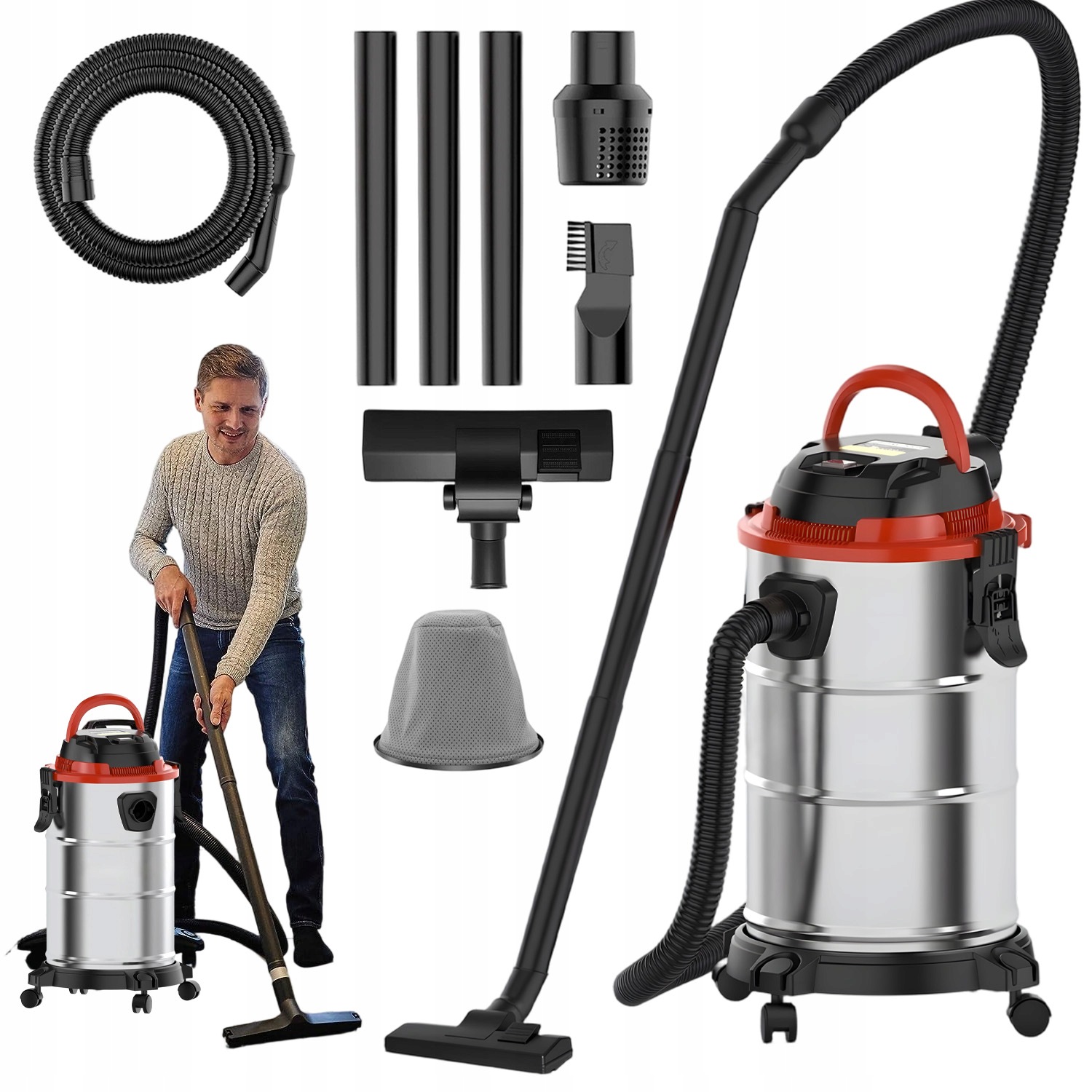 Bezsáčkový Vysavač Výkonný 1100 W S Mokrým Třepačem Prachu Ze Sádry
