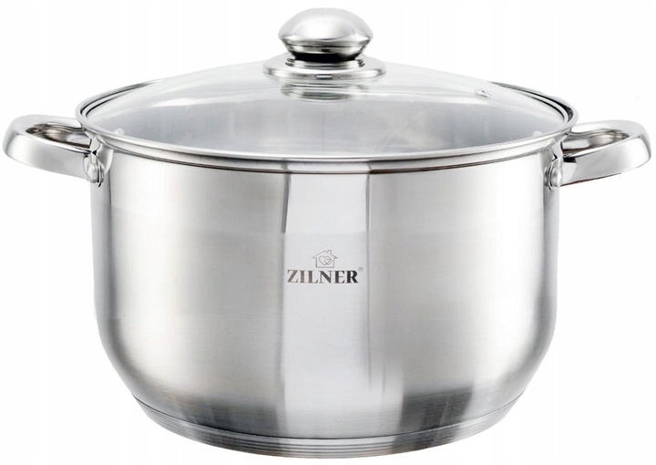 Veľký Široký Strieborný Hrniec Pokrievka Indukcia Plyn 19,8L 36CM Premium Zilner
