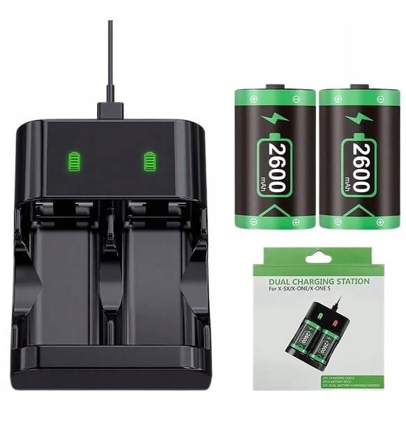 2x Akumulátor Výkonná Baterie Nabíječka 2x 2600 mAh pro Pad Xbox One One S