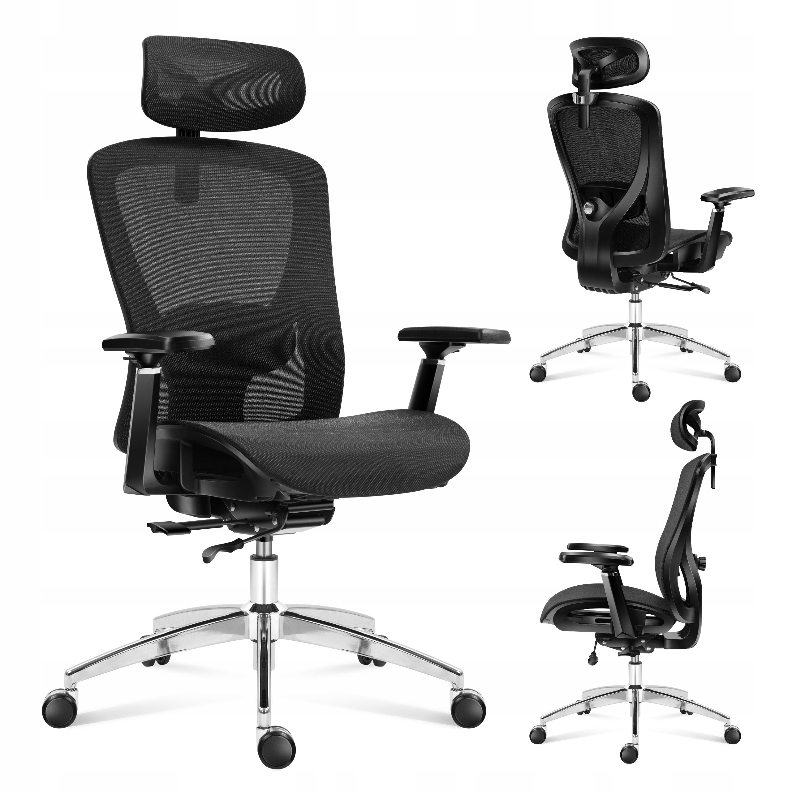 Ergonomická kancelárska stolička Mark Adler čierna, otočná, nastaviteľná do 150 kg