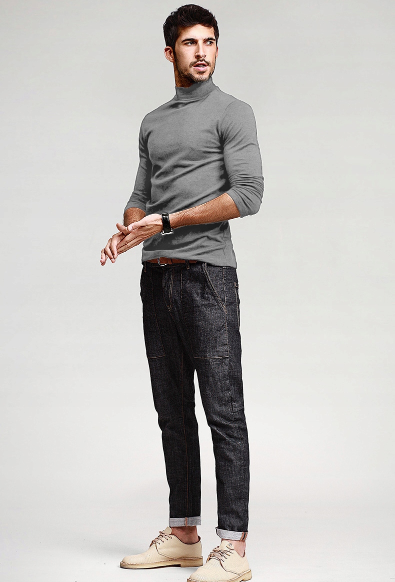 Elegancki półgolf sweter męski golf WXM XXL szary Model DNM DELUXE