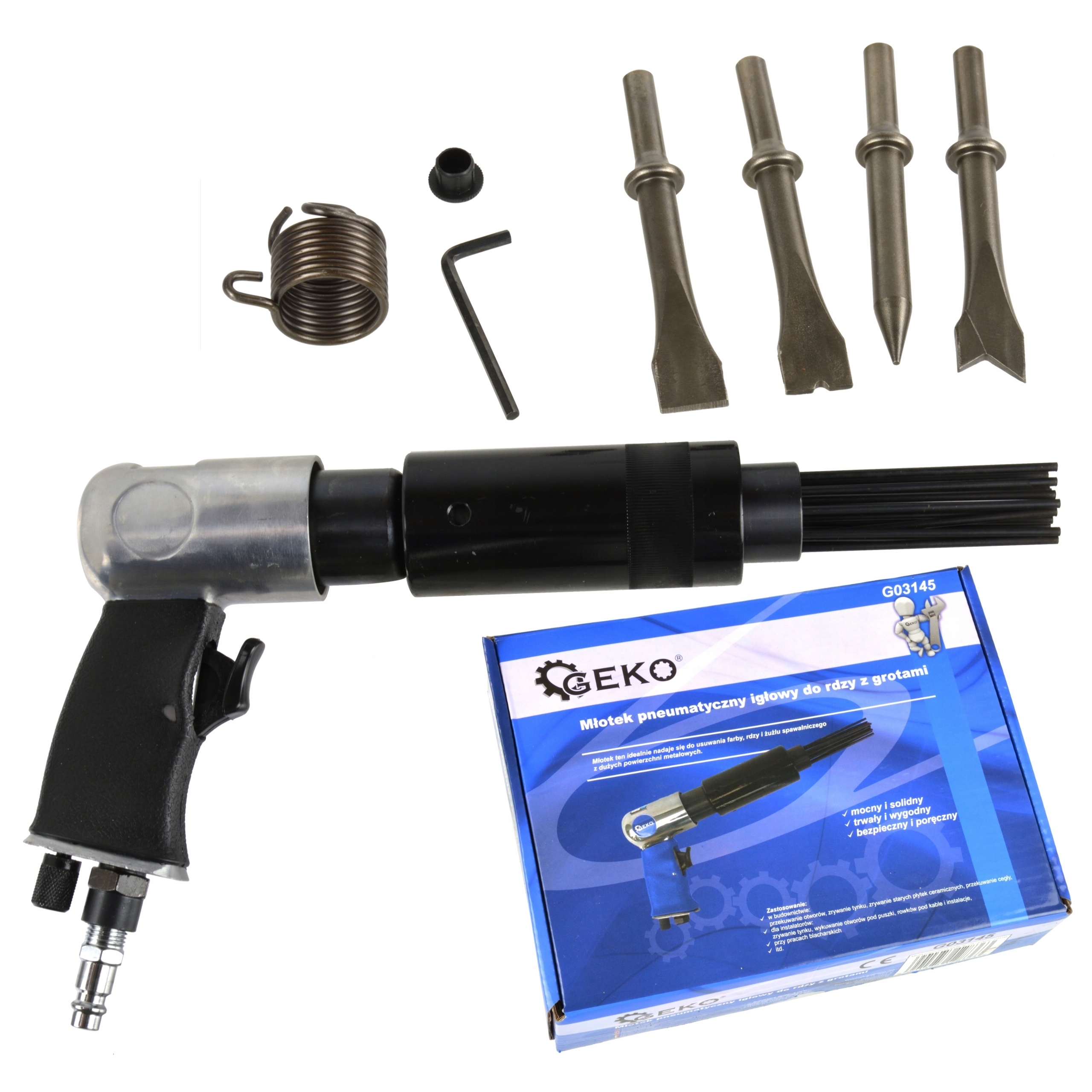 Pneumatický Odstraňovač Rezavých Míst, Jehlová Pneumatická Pistole Na Sváry 1/4" Se Sadou 4 Dlát