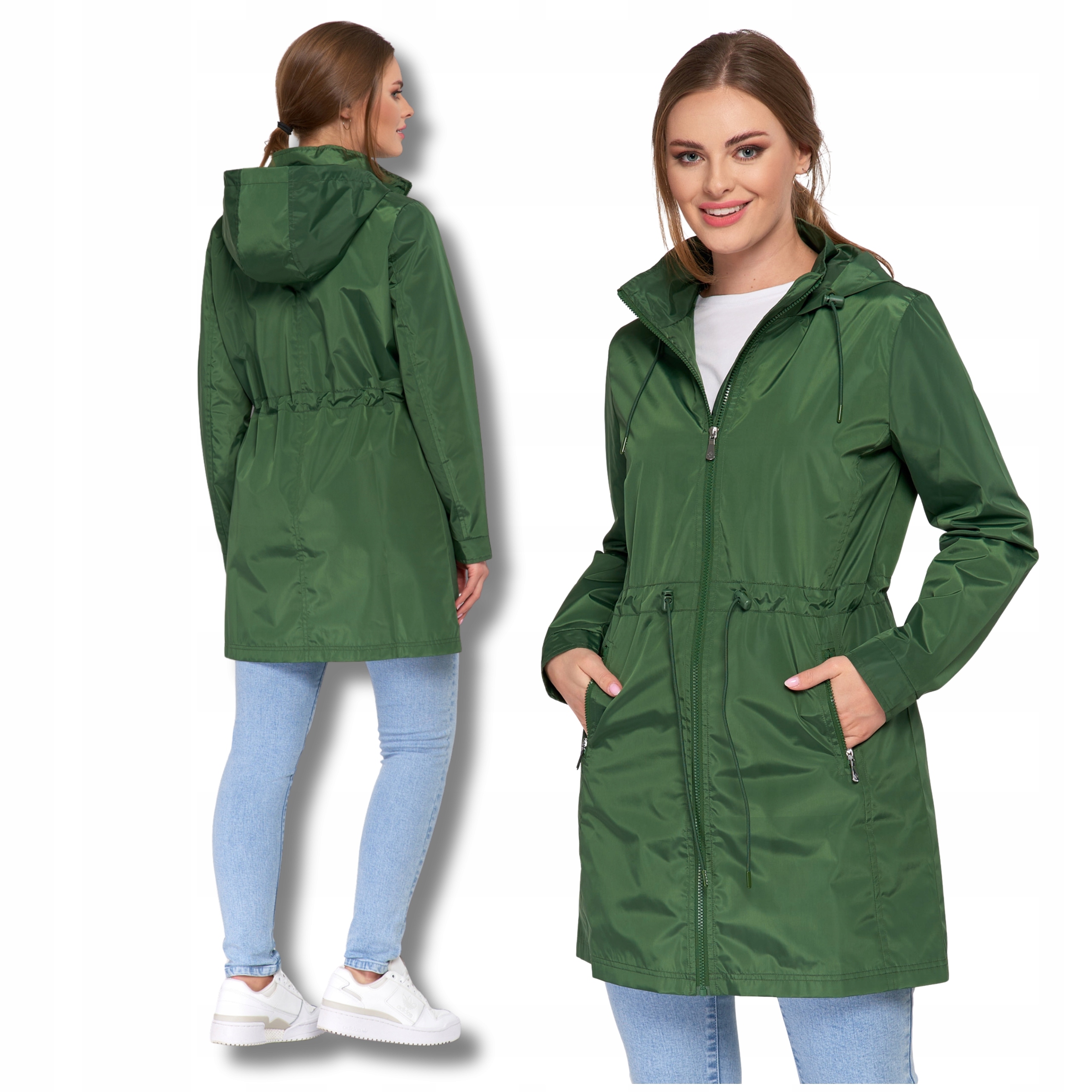 Dámská Přechodová Bunda S Kapucí Parka Elegantní Kabát Moraj L