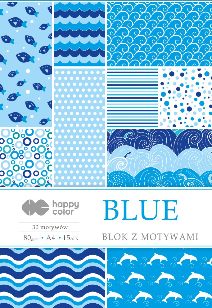 

Blok Happy Color A4 80g 15 ark z motywami Blue