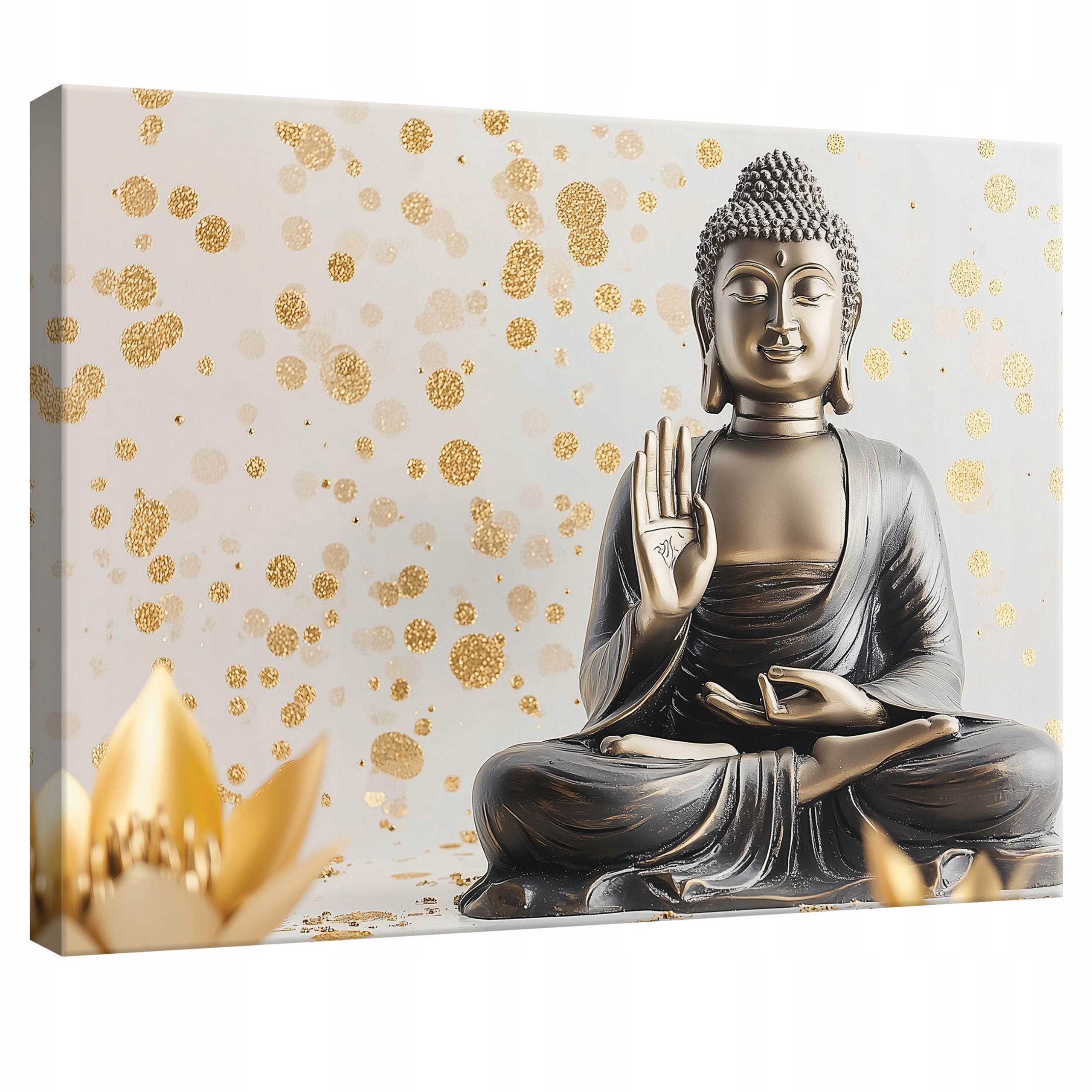 Obraz 100x75 Buddha meditace pokoj zlato lotos spiritualita harmonie