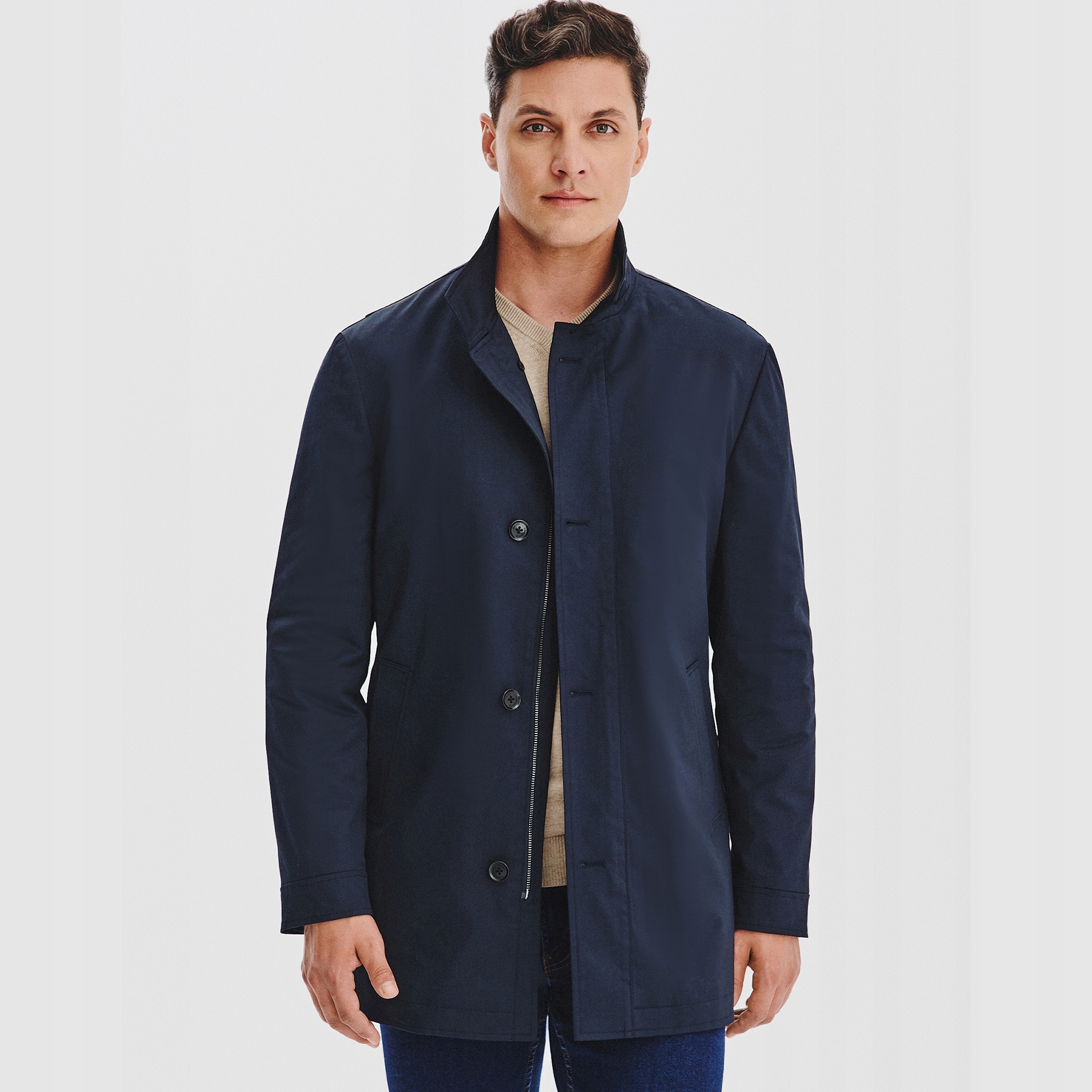 Přechodný pánský kabát v tmavě modré barvě Pako Lorente vel 58