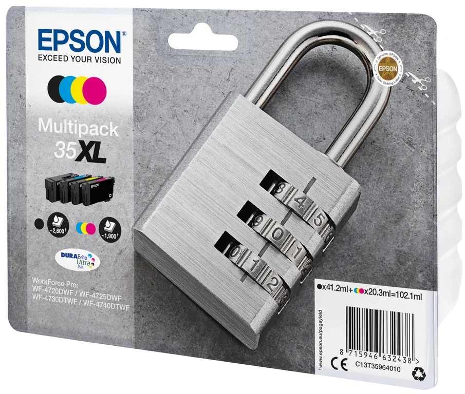 Atrament Epson 35XL Ink Multipack Cmyk C13T35964010 čierny (black), červený