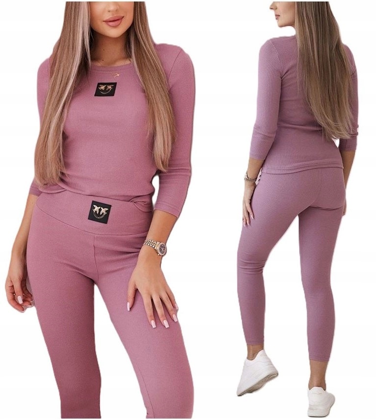 KOMPLET PRĄŻKOWANY LEGGINSY + BLUZKA JASKÓŁKI DRES FITNESS PIMKO PRĄŻEK S Marka inna
