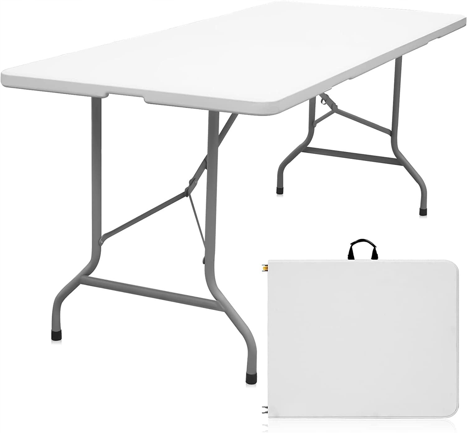 Składany Stół Przenośny 180 x 70 cm Biały Plastikowy Kempingowy
