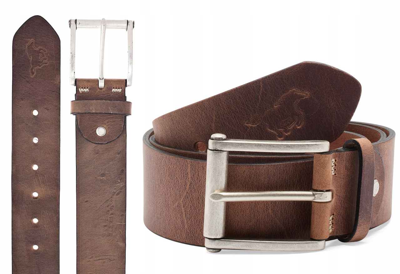 Kožený Opasek pro muže Ke Kalhotám Mustang Přírodní kůže, celková délka 122 cm