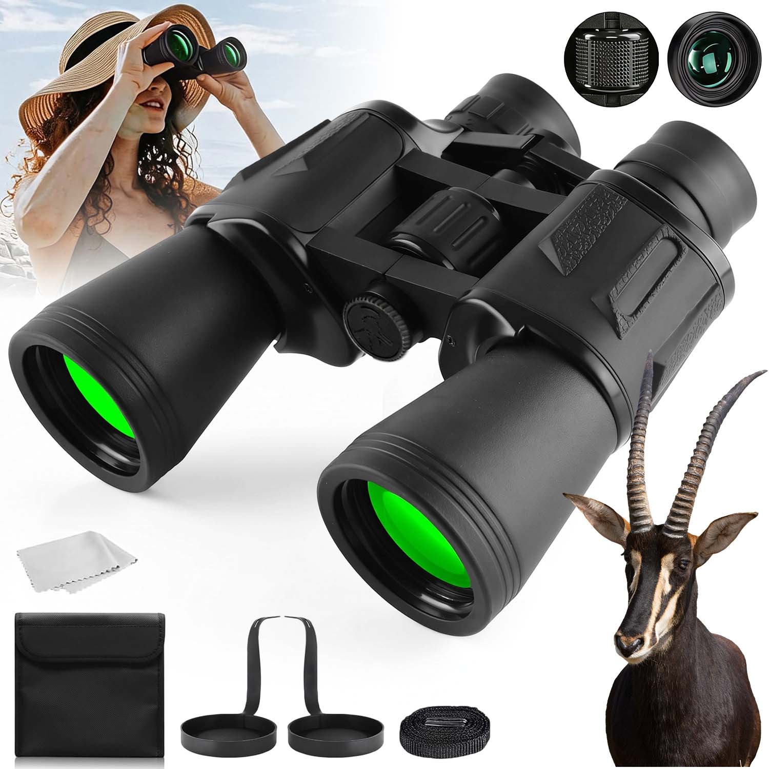 Turistický Lovecký Dalekohled 20X50 Hd Vojenská Skleněná Optika Voděodolná