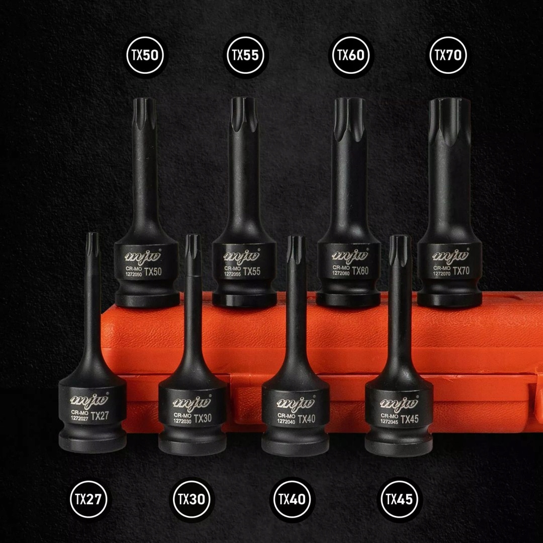 ZESTAW NASADEK TRZPIENIOWYCH UDAROWYCH 1/2" TORX DŁUGICH Marka MJW