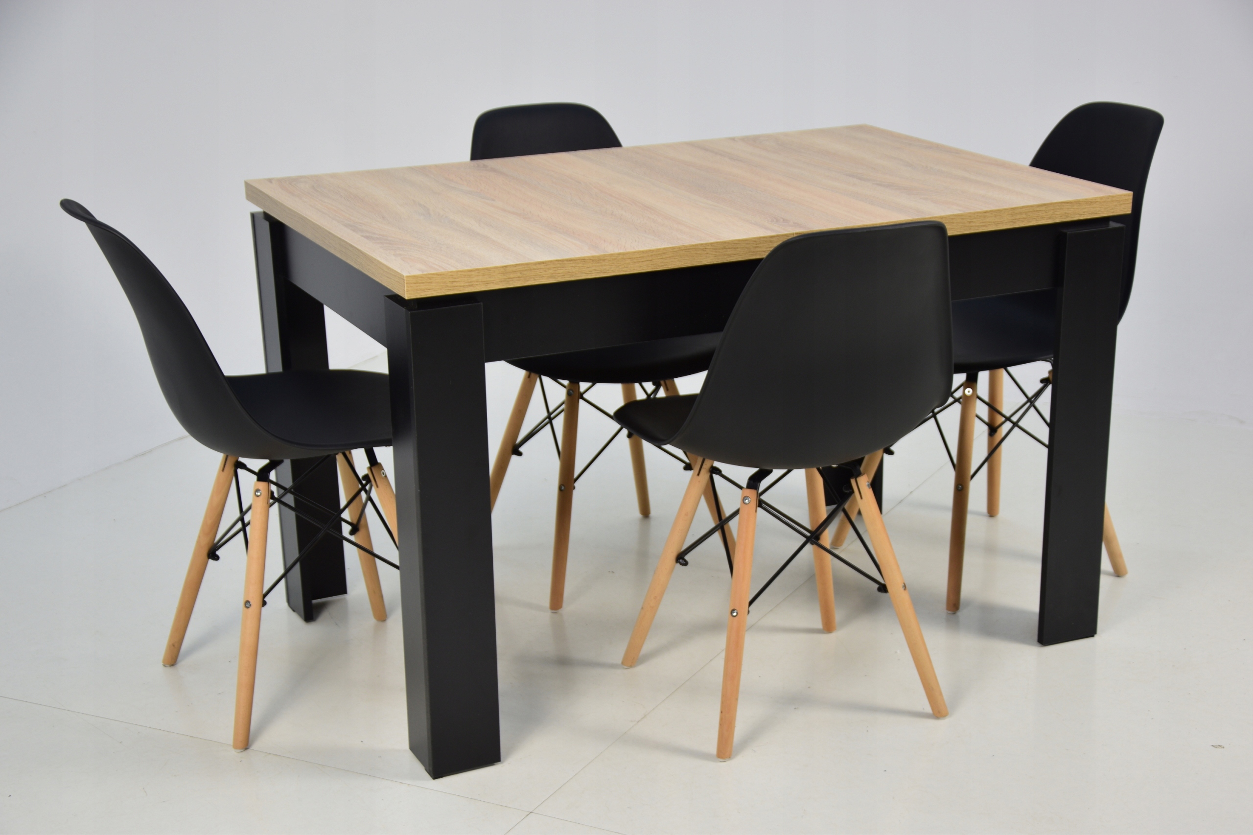 Zestaw 4 SKANDYNAWSKIE krzesła i stół 80x120/160 Szerokość stołu 80 cm