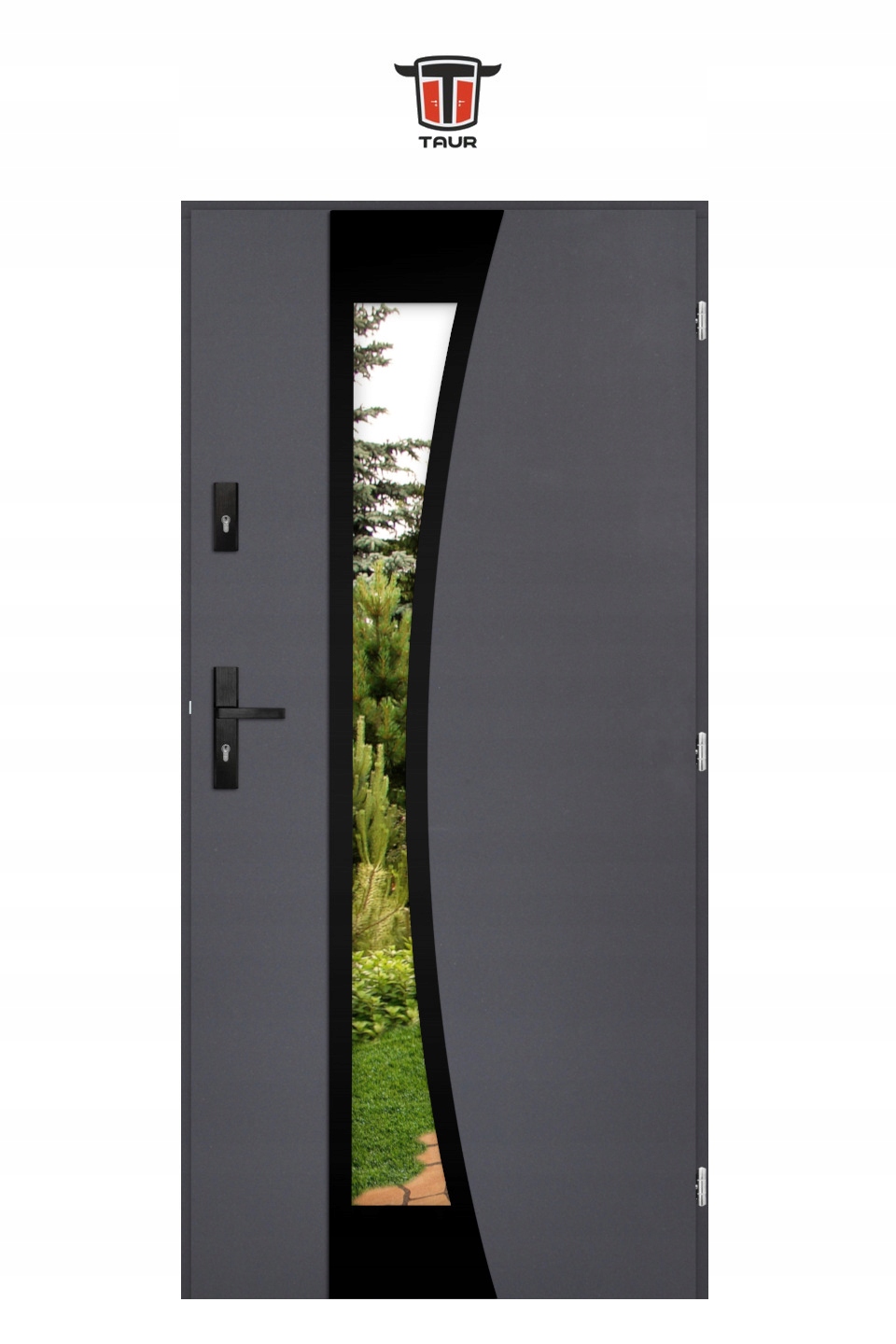 POLSKIE DRZWI ZEWNĘTRZNE INOX SOME BLACK 55MM 90 Marka Taur