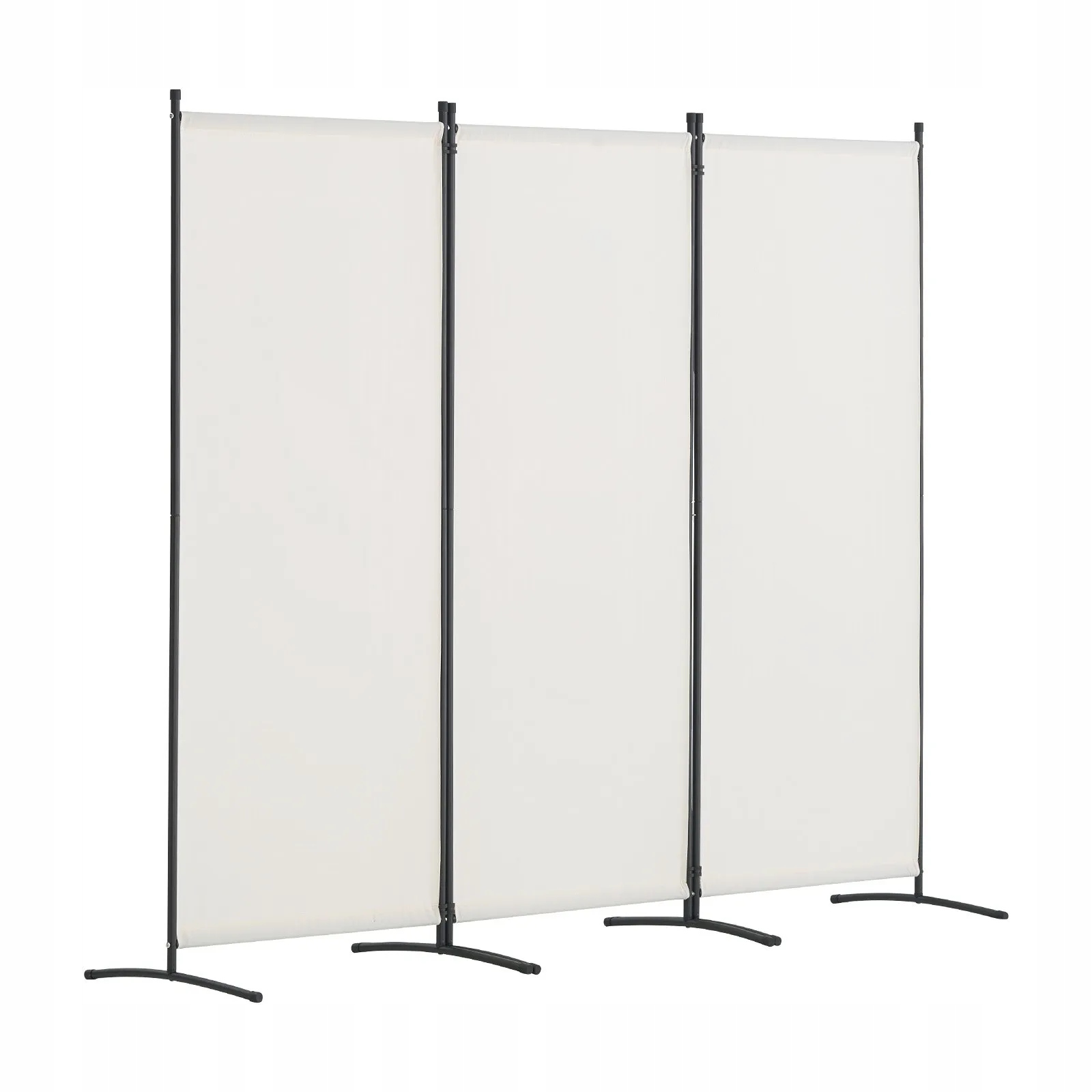 Paraván 3-panelový 228x184 cm, skládací textil, volně stojící, bílá barva