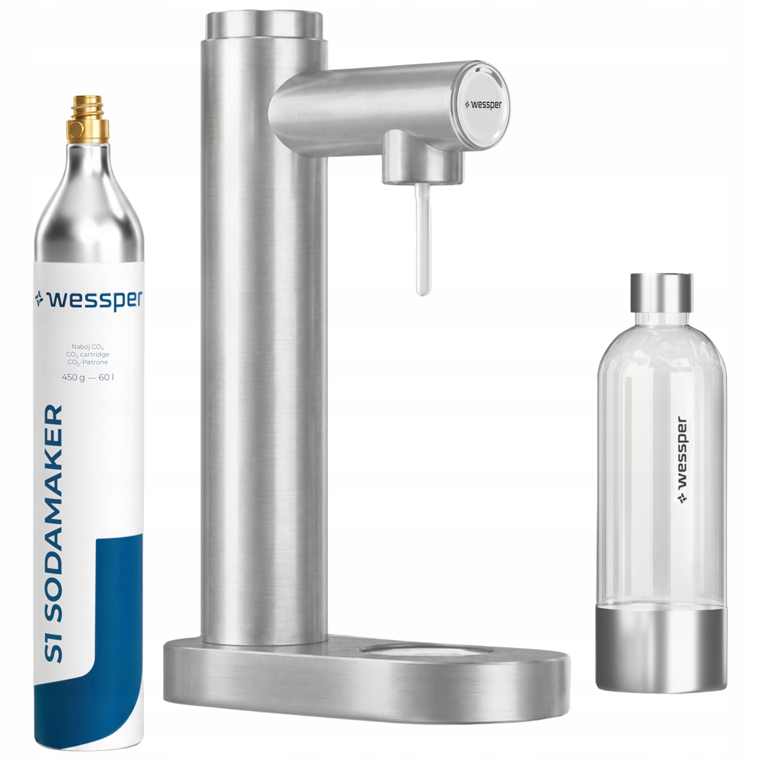Ocelový výrobník sody Wessper S1 Sodamaker CO2 60 l