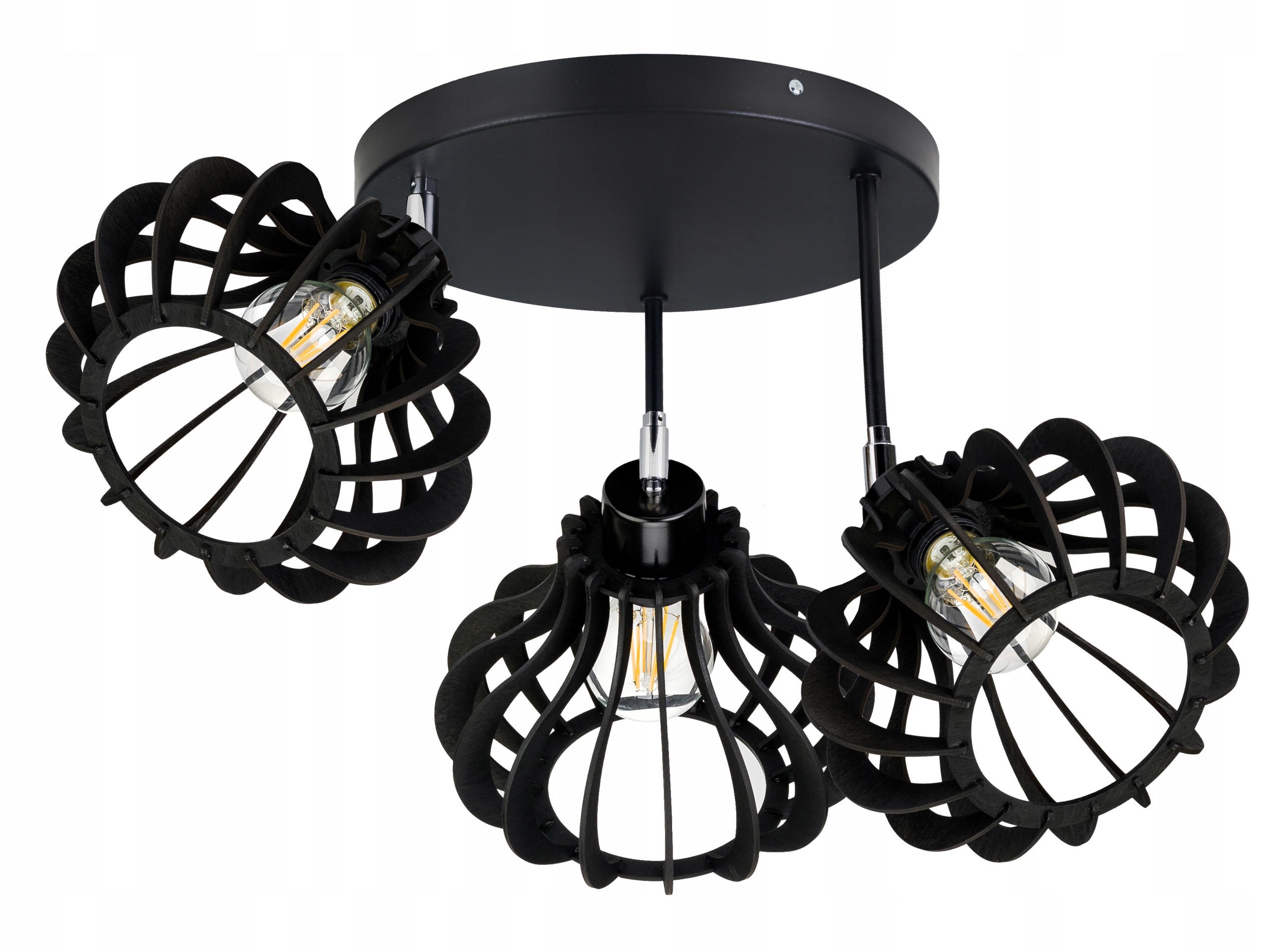 Stropní Svítidlo Stropní Svítidlo Pohyblivý Lustr Loft stínidlo Černé Dřevo na 3x E27