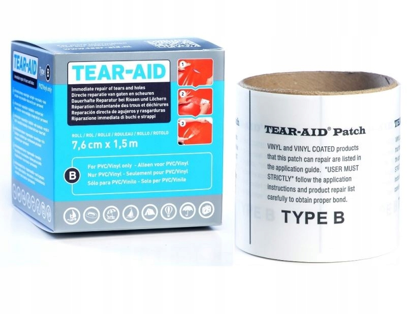 Fólie Opravná Páska Tear-aid Typ B Pro Bazény Pontonu Pvc 1,5 m