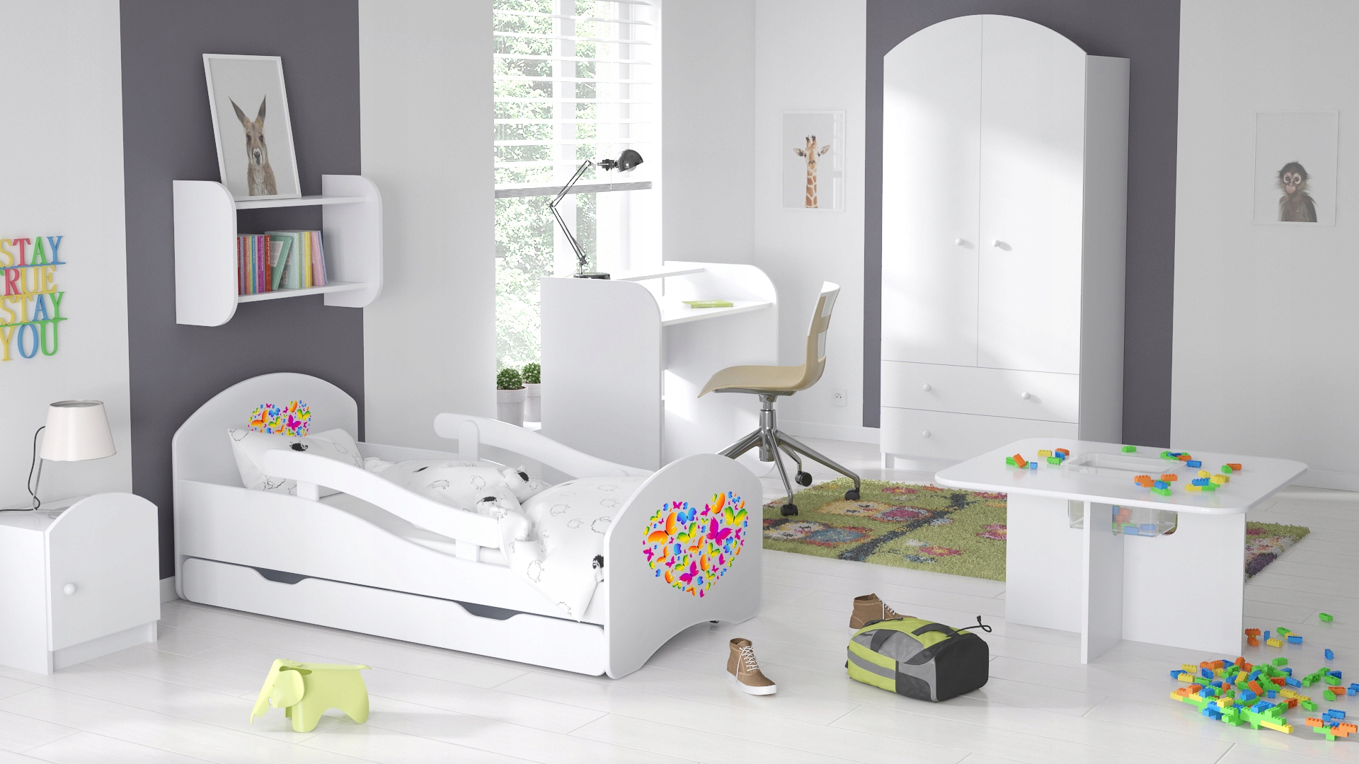 Łóżko dziecięce LEO 180x80 białe Kolor biały