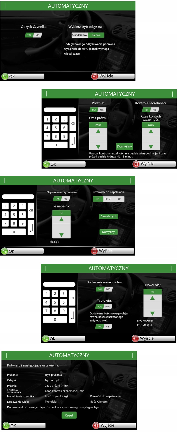 STACJA KLIMATYZACJI VIAKEN X568 1234YF PL AUTOMAT AUTA ELEKTRYCZNE HYBRYDY Tryb pracy automatyczny