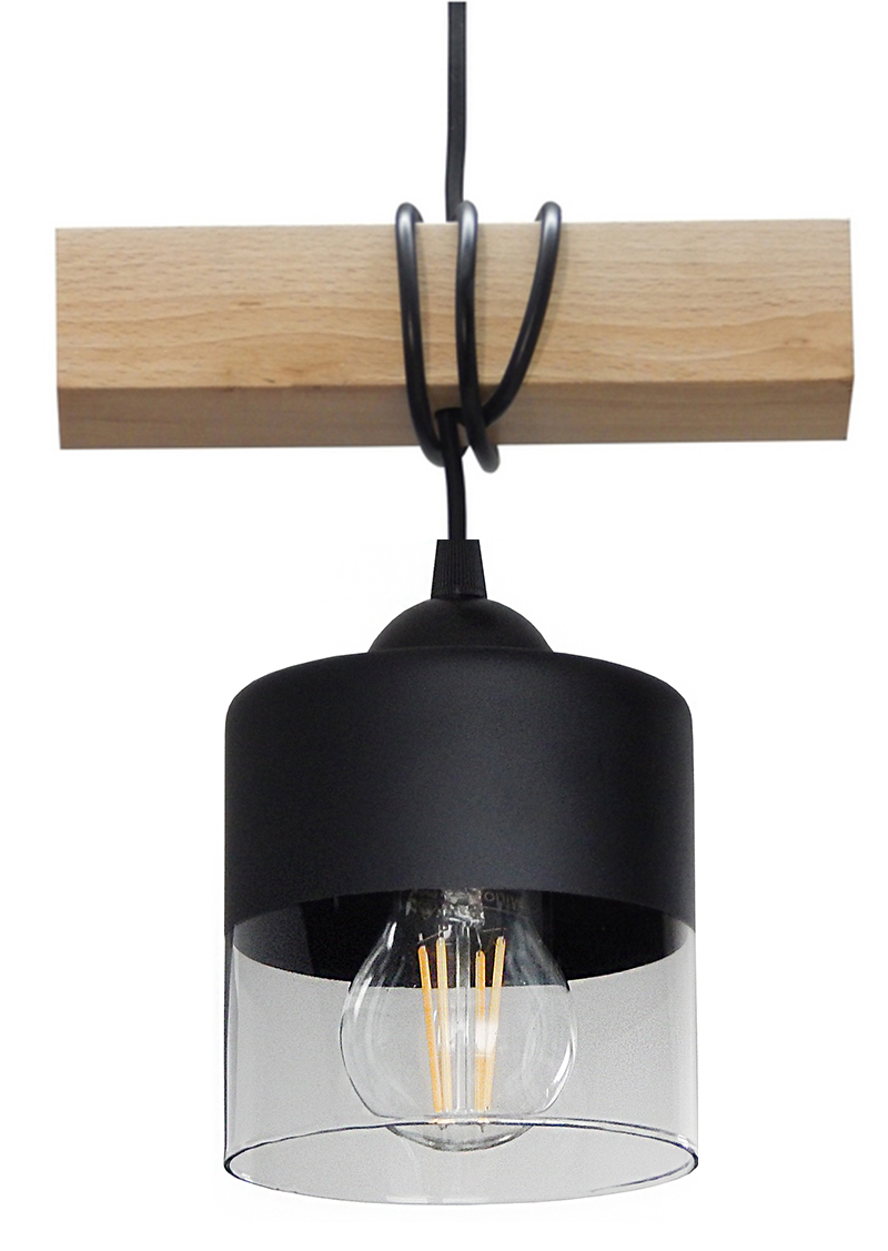 Lampa Wisząca Sufitowa Żyrandol Plafon 1CS Drewno Led E27 Kuchnia Salon