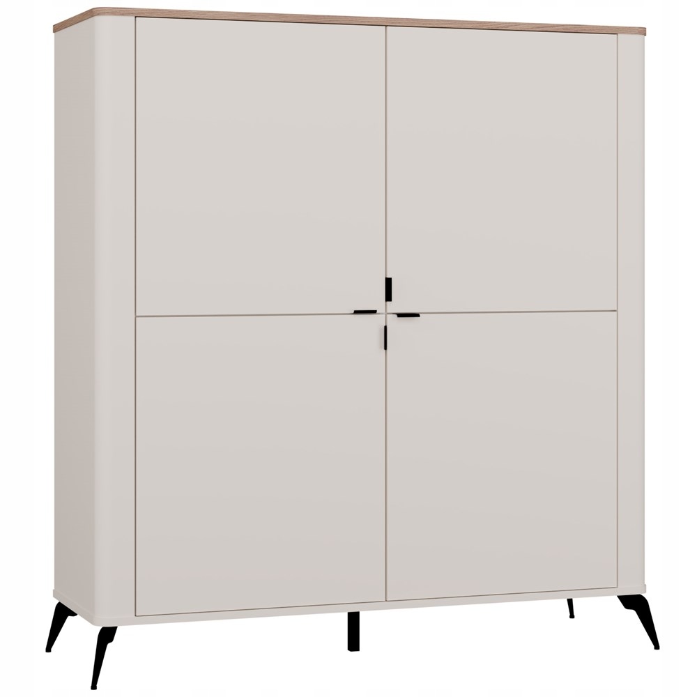 Komoda 125 cm Kaszmir Beż Dąb Castello Szafka 4 Drzwi 8 Półek Salon