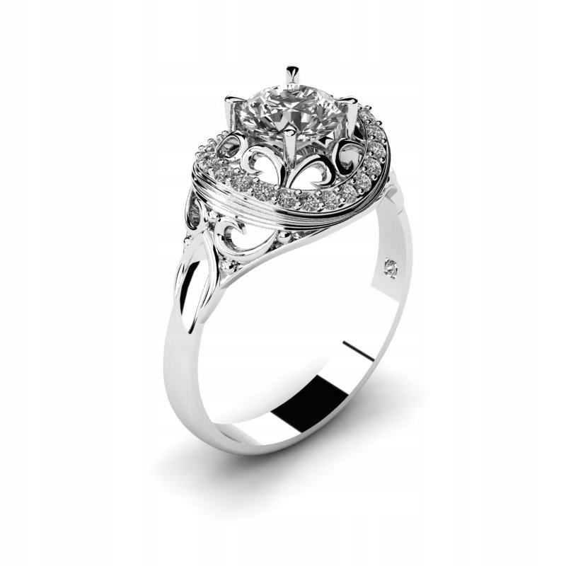 

Pierścionek Z Białego Złota Ażurowy Z Cyrkonią 6MM