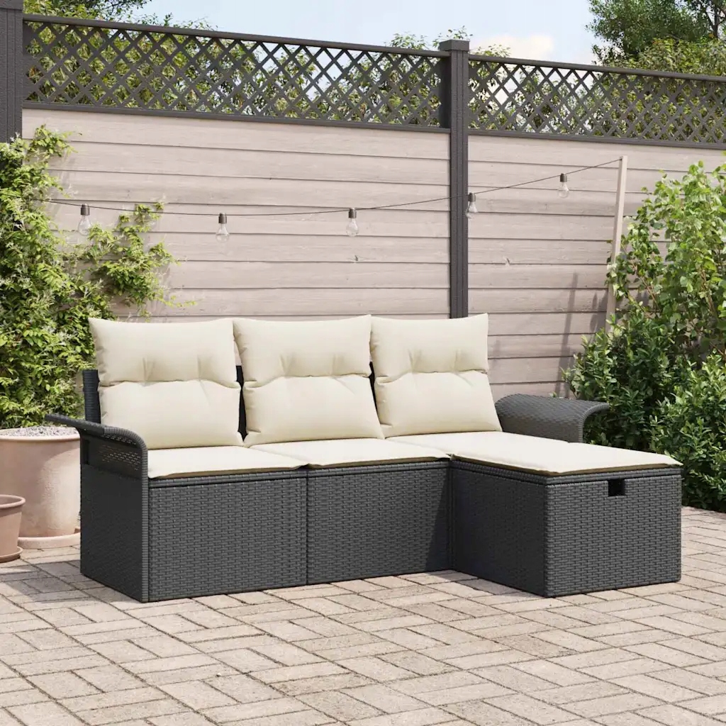 vidaXL Sada zahradních pohovek s polštářem 4 pcs Poly ratan